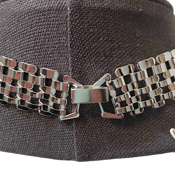 ❤️ Silver Tone Panther Weave Chain Bib/Choker Necklace - Picture 4 of 5